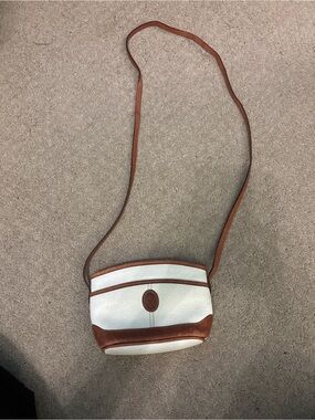 Made in Italy Authentic Leather White and Brown Crossbody Shoulder Bag